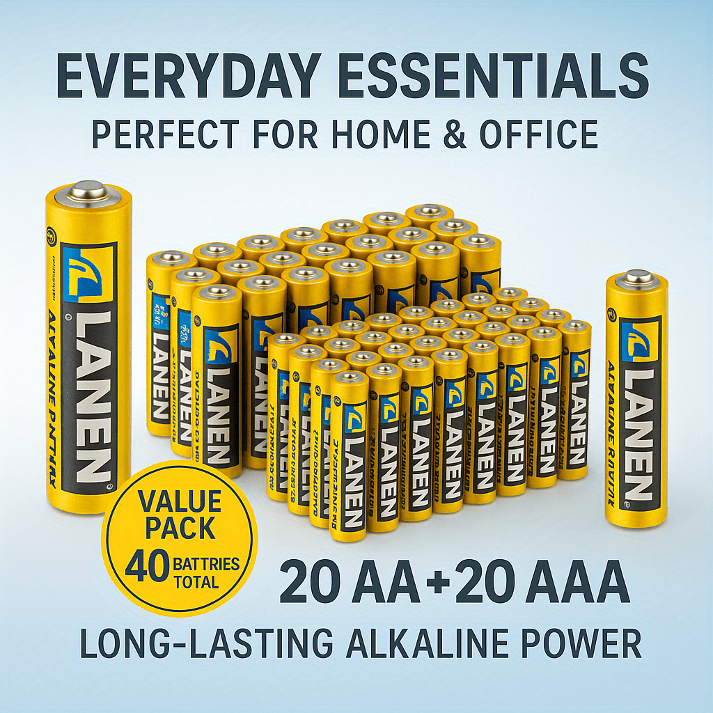 TEMU 40 Pack Alkaline Batteries (20 Aa + 20 Aaa) - Long-, With Individual Battery Packaging, Compatible With Remotes, Toys, Clocks, Smart , Gaming