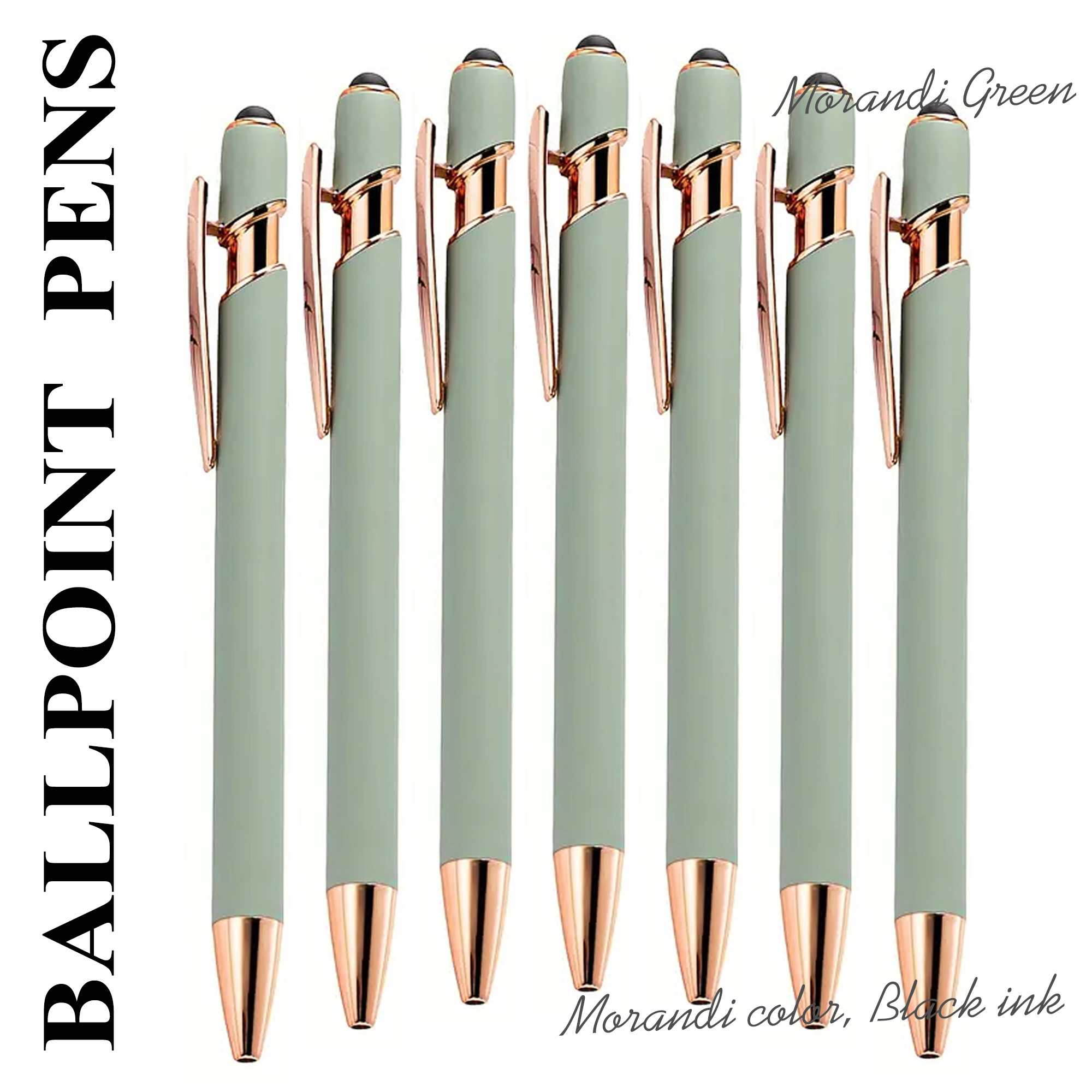 Image of 7pcs Of Beautiful Metal Ballpoint Pens, Capacitive Touch Writing Smooth, Student Stationery Holiday Gift Black Ink, School Supplies, Back To School