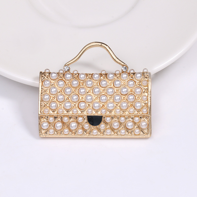 elegant enamel bag shaped brooch pin unique korean fashion accessory for womens suits dresses   details 1