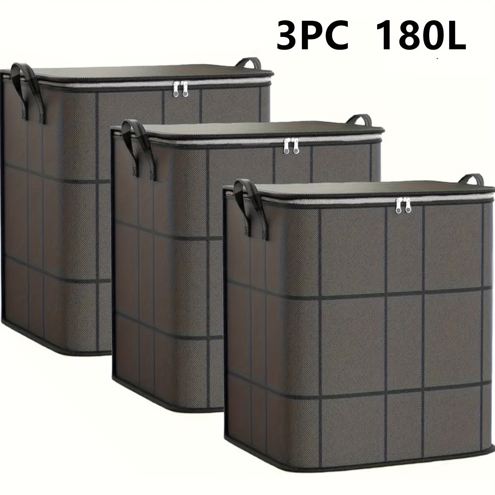 3pcs Foldable Closet Item Storage Boxes with Double Zipper