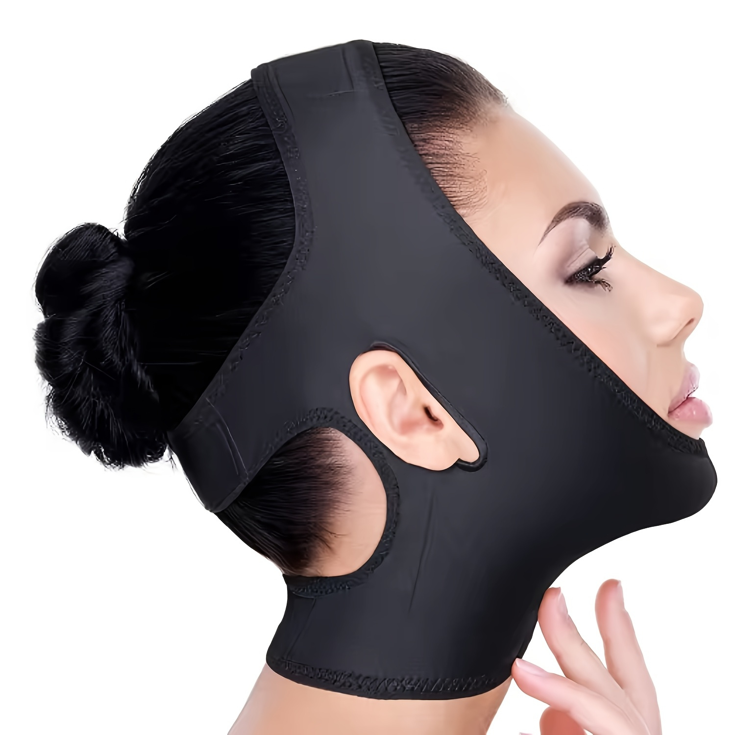 TEMU Anti-allergy V-shaped Face Shaping Band, Chin Lifting And Compression Band, Breathable Fabric, Seamless Design, Contour Sculpting