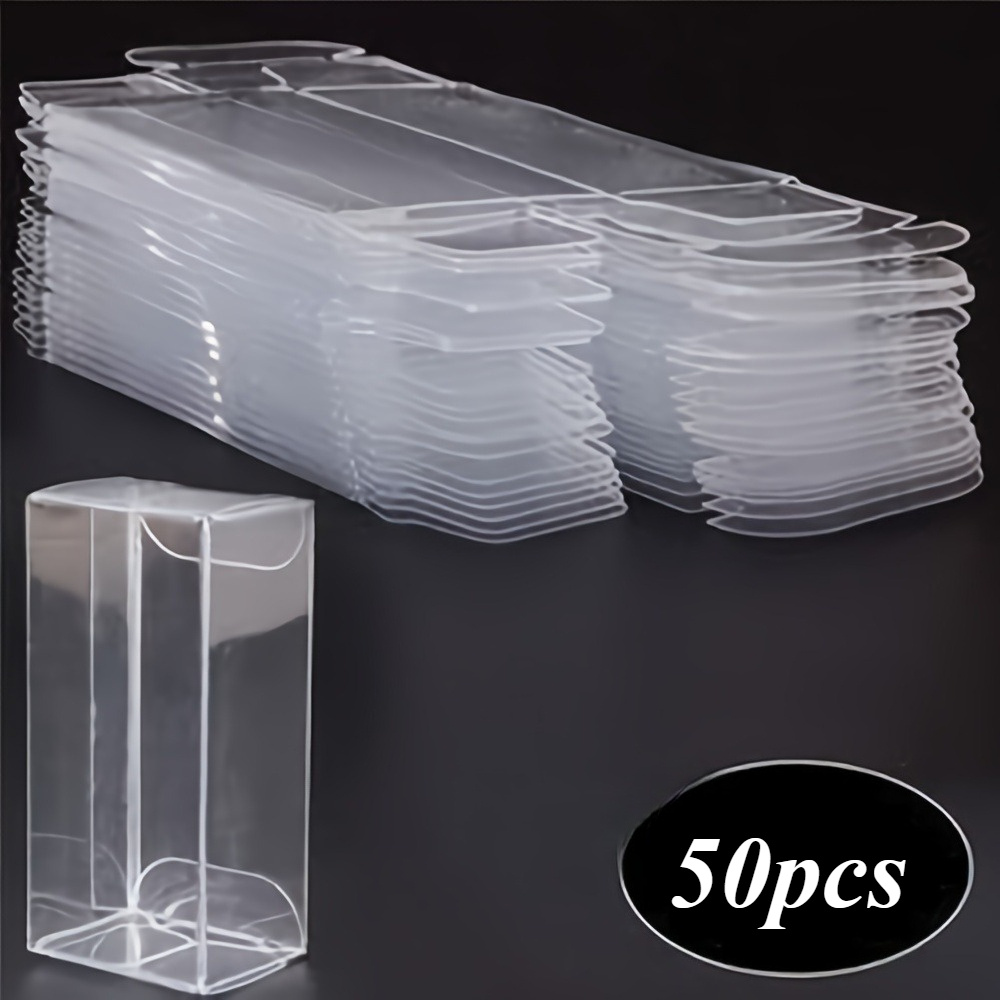 50pcs Transparent Pvc Model Display Box, Suitable For 1/64 Scale Models, Clear, Square, Plastic, Gift Storage Box - With Lid