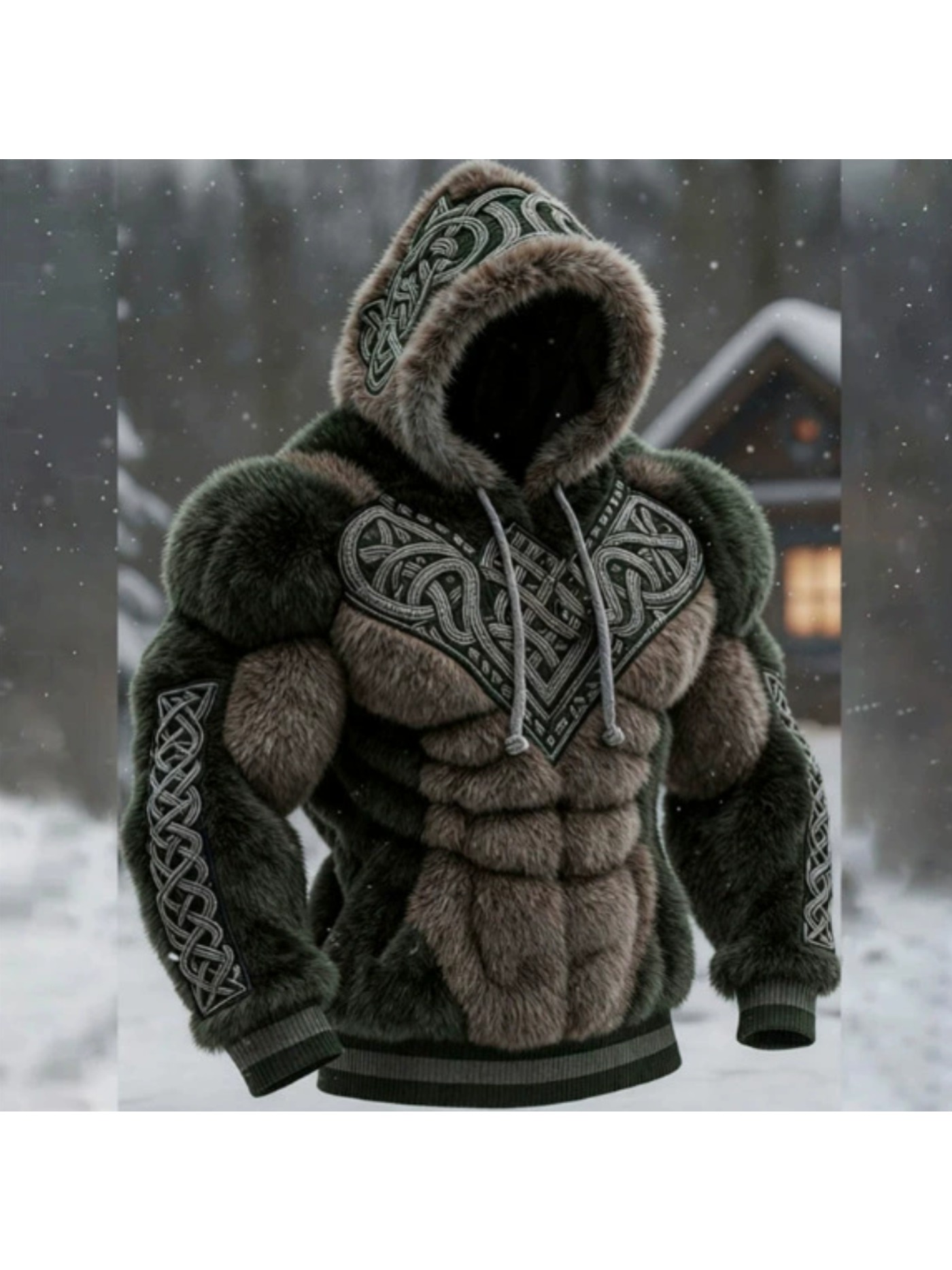 Plus Size - 2026 New Men'S Hoodie | Street Fashion Hooded for Autumn and Winter, Machine-Washable, Suitable for Christmas and All Seasons, Durable and Casual, Long Sleeve, Patterned Print, Regular Fit - Image 3