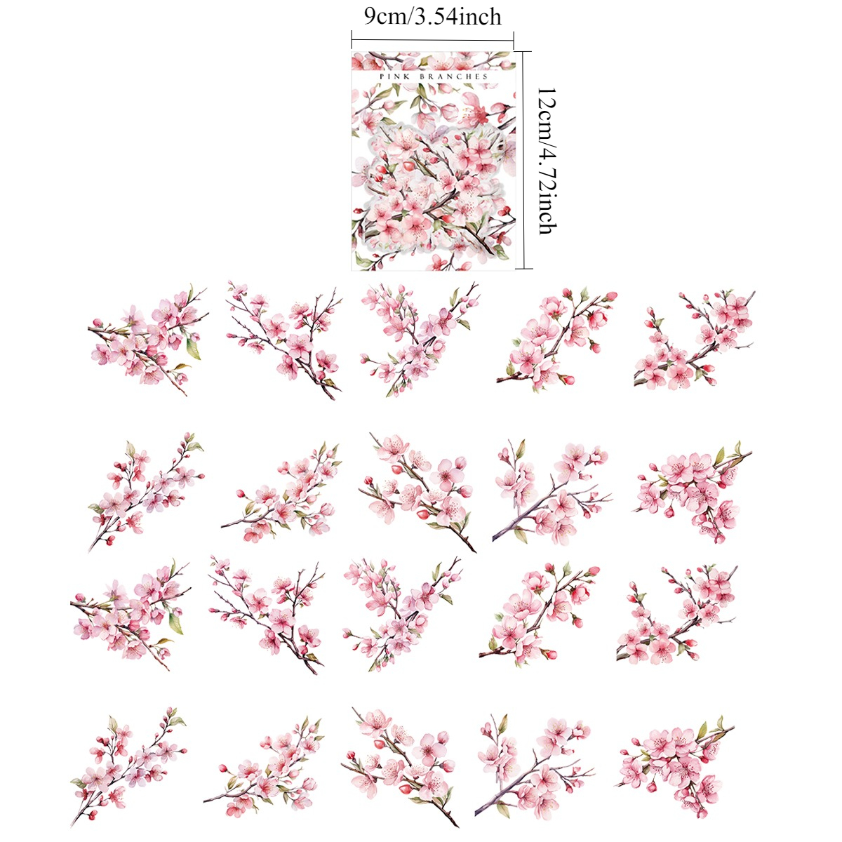 Image of 1 Pack 20pcs Pet Plant Flower Stickers For Scrapbooking & Journaling - Self-adhesive Glossy Glitter Flowers In Mixed Colors, Irregular Shapes, Perfect For Crafting, Scrapbooking, And Journaling