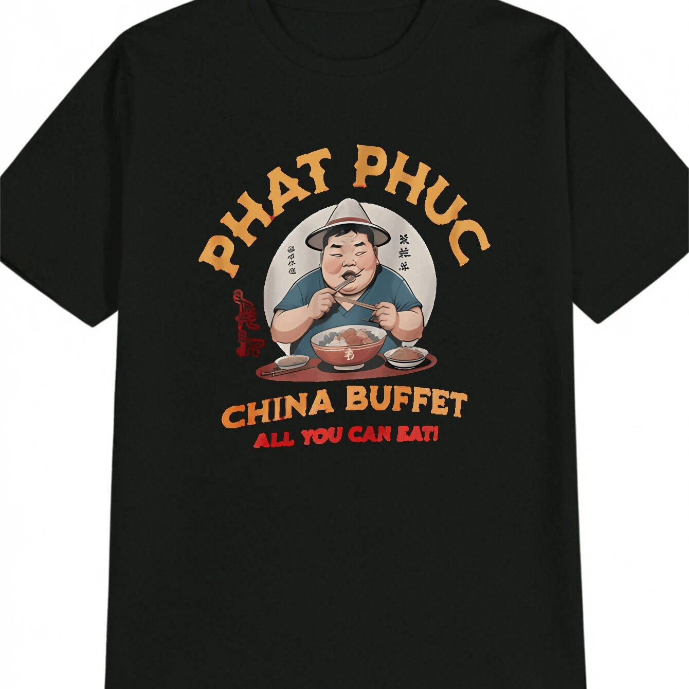 Men's Casual Crew Neck T-Shirt with "PHAT PHUC" Graphic