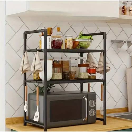microwave oven pot storage organizer divider multi layer countertop storage solution kitchen oven pot rack divider shelf suitable for plant display party decoration holiday gifts seasonal storage kitchen storage organization