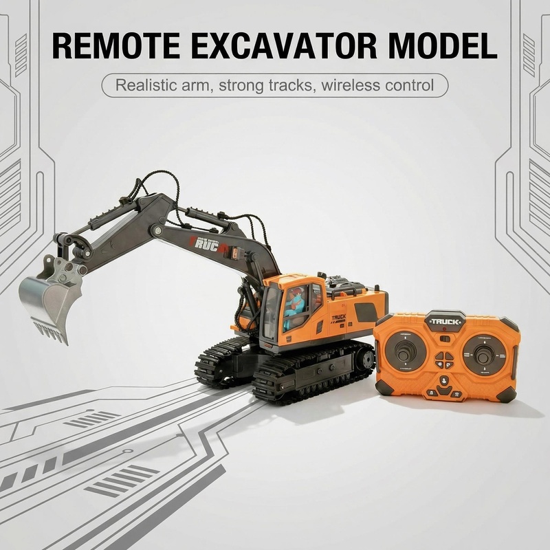 TEMU Pelle Mécanique RC 1:20 : Pelleteuse Multifonctionnelle en Métal à 12 Canaux avec Bras Extensible - Véhicule de Chantier Durable pour Terrains