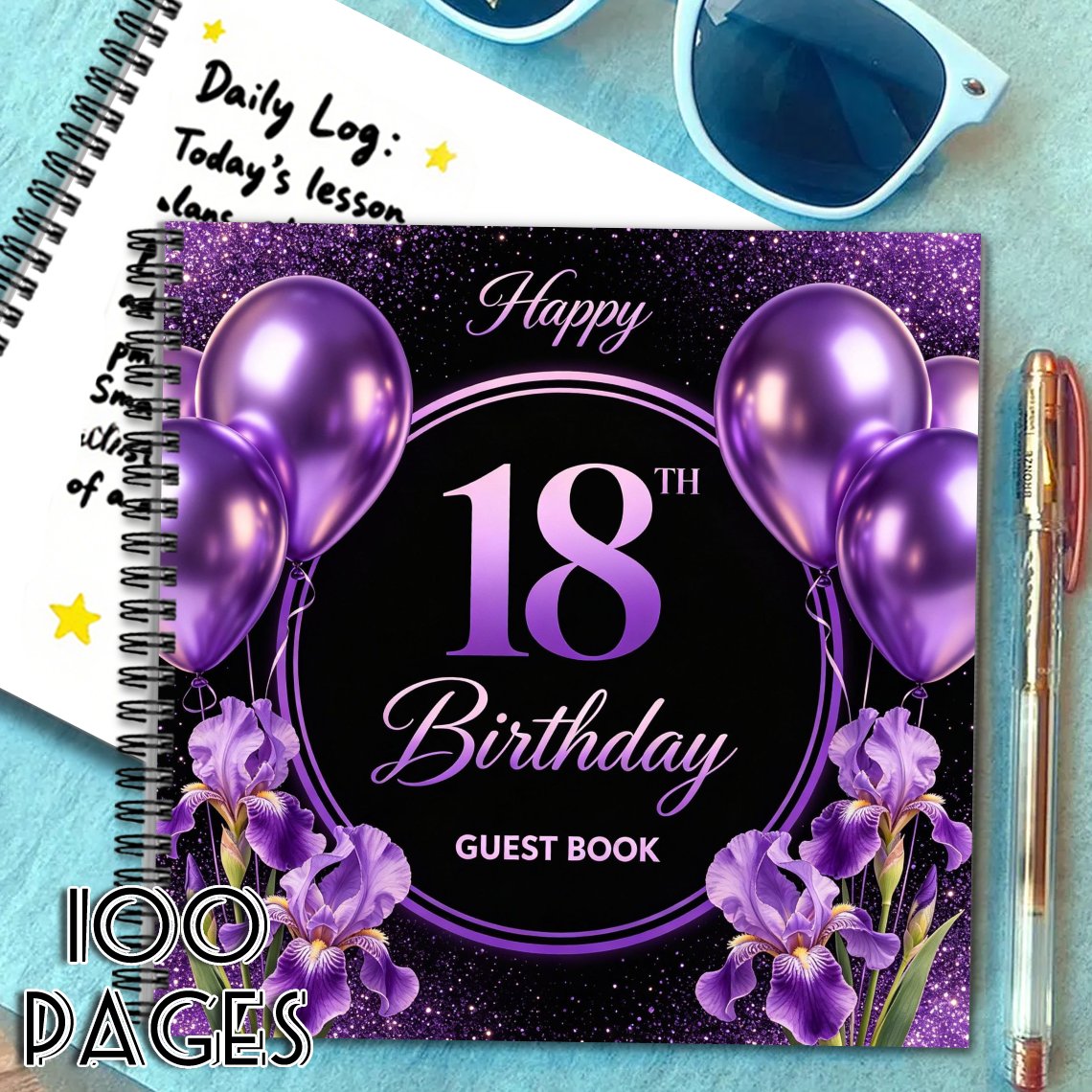 TEMU 1pc 'or carré sur le thème de l'iris avec ballon à paillettes pour 18e anniversaire, idéal cadeau pour et , convient à divers événements de