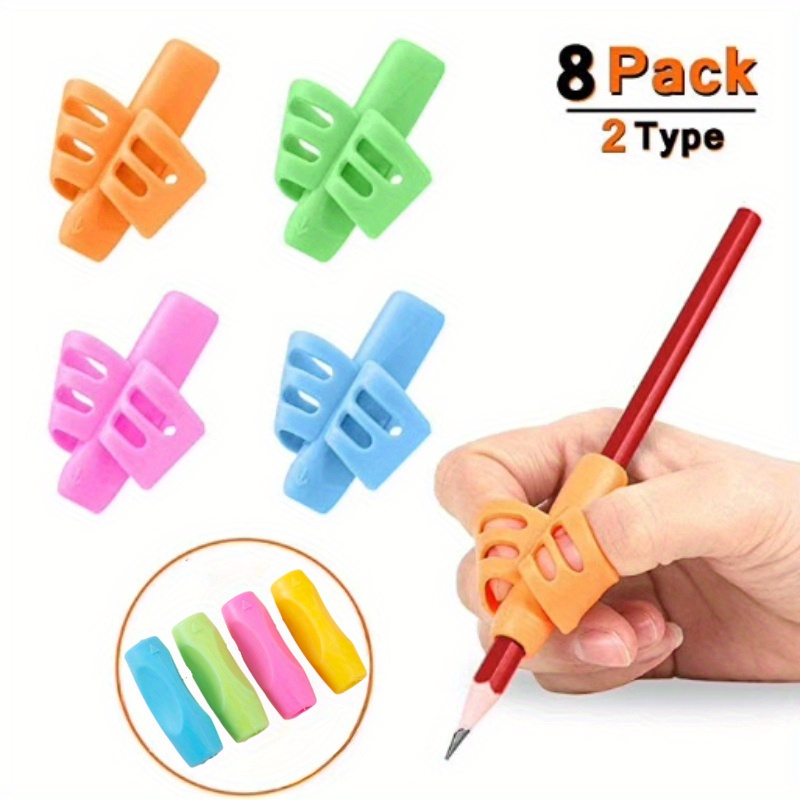 8 pack pencil grips for handwriting pencil gripper and holder posture correction training writing improves posture pencil holder material Product details 0