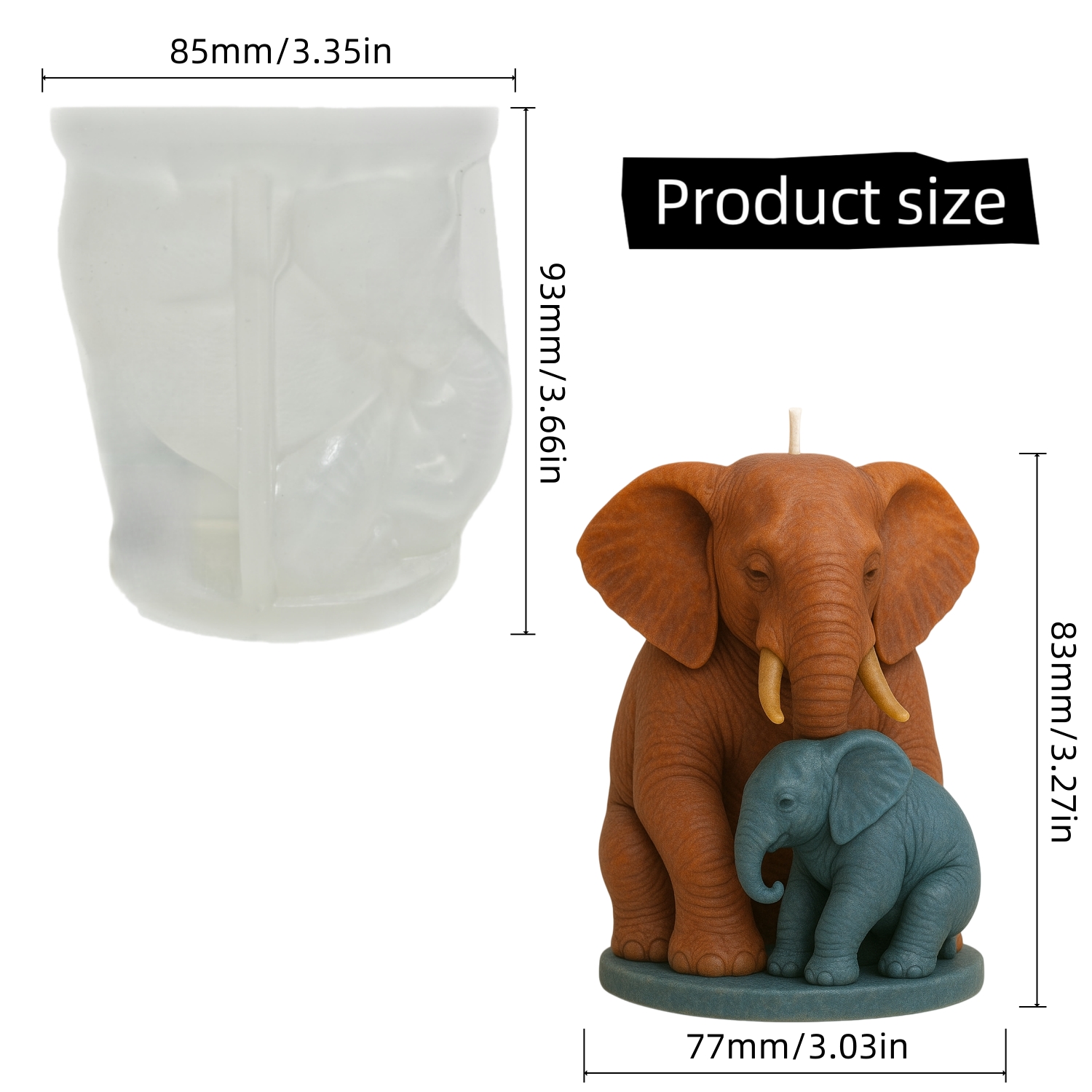 Image of 1pc Elephant Candle Mold Reusable High Detail Silicone Animal Mold With Teeth Trunk And Ear Texture For Candle Resin Plaster Soap Diy Crafting Ideal For Warm Family Decor And Craft