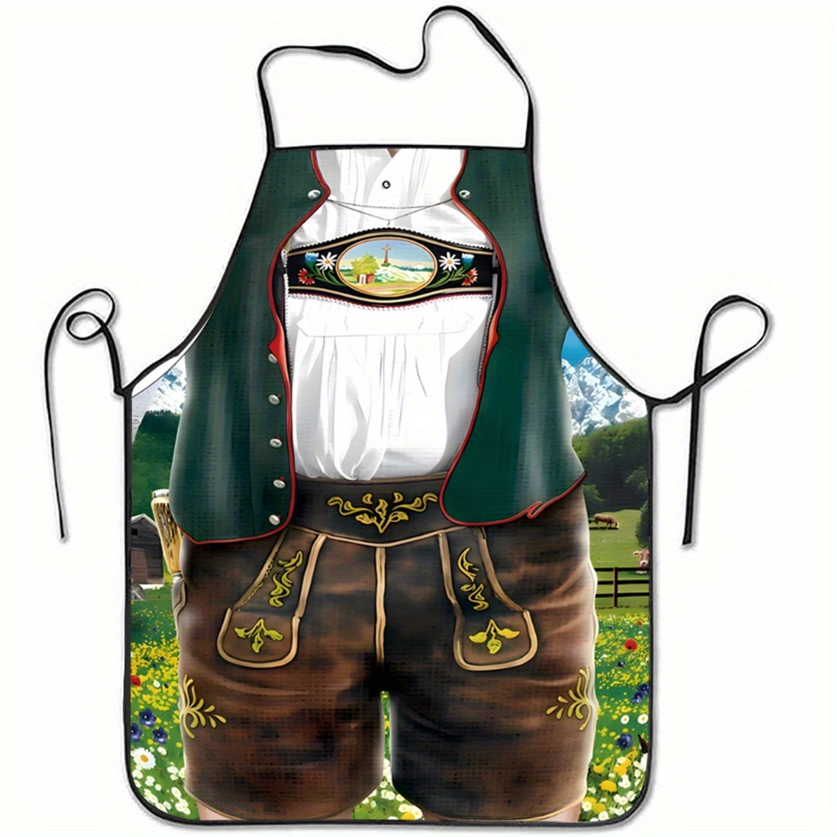 TEMU 1pc Of Traditional Clothing Printed Sleeveless Polyester Apron For Home Kitchen Baking Work