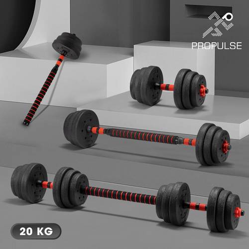 20kg adjustable dumbbell barbell set home gym weights exercise