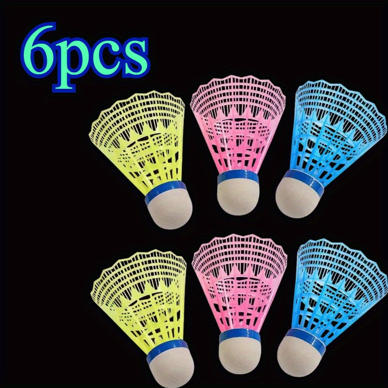Image of 6pcs Led Badminton Ball Glowing Light Badminton Shuttleroosters Colorful Lighting Balls Sports Training In/outdoor Game