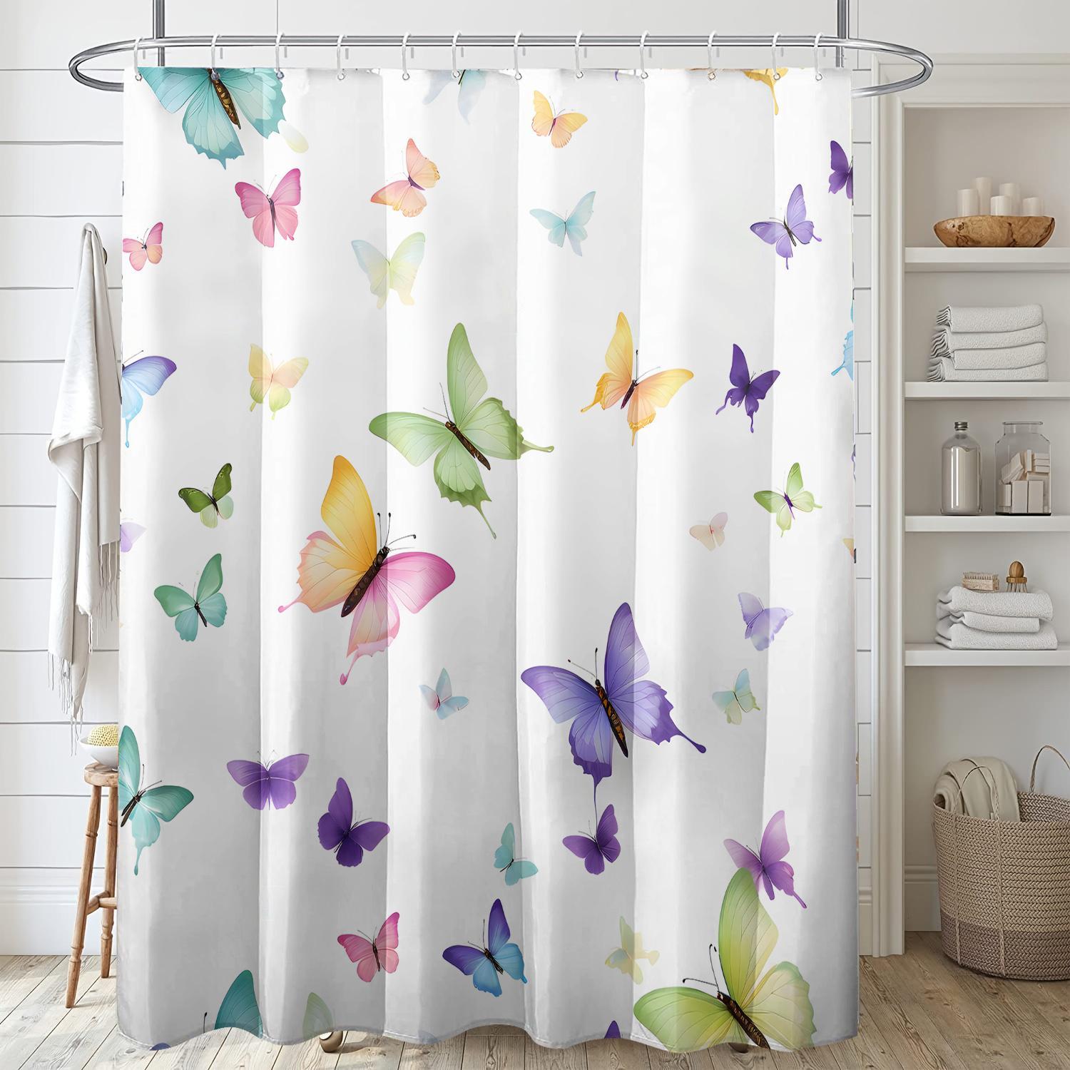 1pc Vibrant Print Shower Curtain | Colorful Polyester Fabric With Hooks, 71x71 Inches, Bathroom Decor For Windows, Walls, And Bathtubs, Decoration, Modern Bathroom Decor, Machine Washable