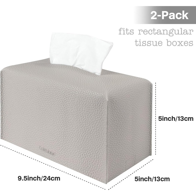 2pcs tissue box cover holder rectangular with bottom belt pu leather tissue cover decorative organizer for tabletop bathroom car office 9.   inch light gray, vintage tissue box holder,  , bathroom decor, rectangular design, elegant holder,   cover, durable material, tabletop accessory,  , car owners Product details 1