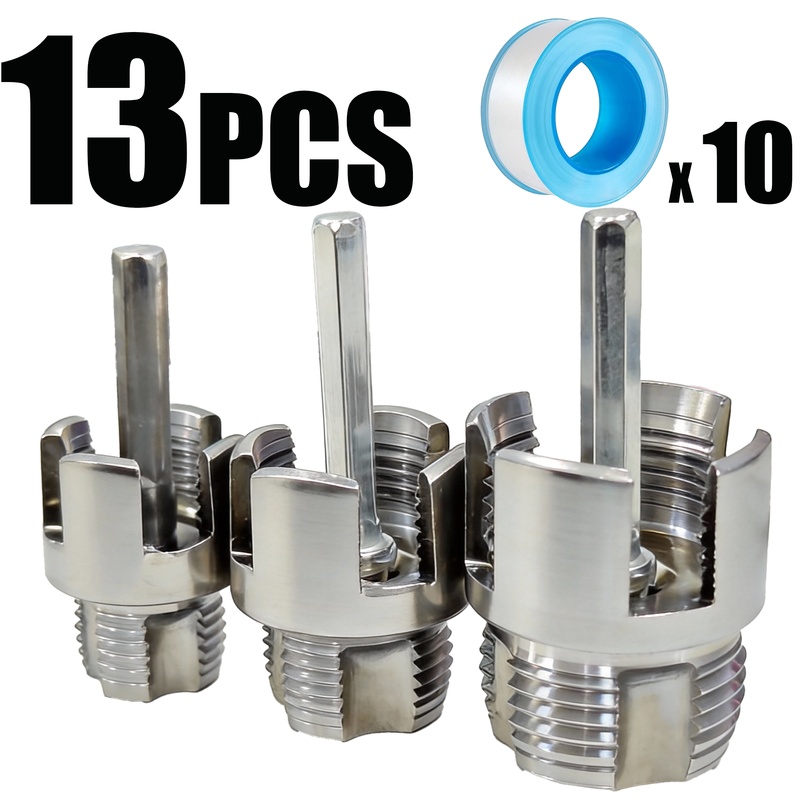 TEMU 13pcs Set Of Internal And External Thread Pipe Threaders And Tape, Pvc Pipe Threader, Pipe Threading Tool, Plastic Pipe Threader, 1/2" 3/4" 1"
