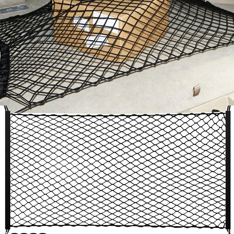 TEMU 115 X 70cm Car Net, Heavy Duty Stretchable Elastic Adjustable Trunk Organizer Storage Net Bag, Multi-functional Luggage Securing Mesh Cargo
