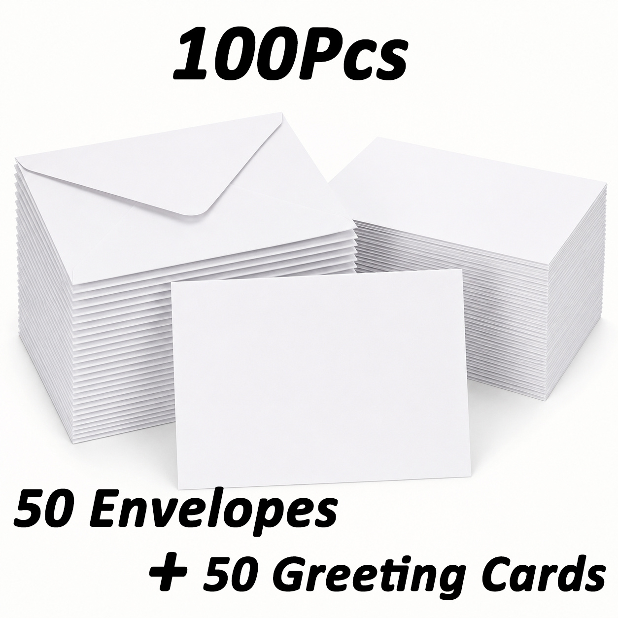 TEMU 100 enveloppes blanches et cartes de vœux (10,7 x 15,2 cm), idéales pour Noël, anniversaire, mariage, vacances, condoléances, remerciements,