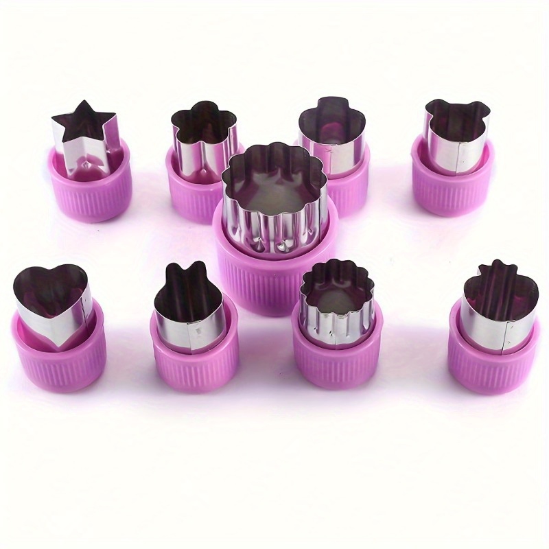 E-shop 9-teiliges Gemüseformer-Set, Edelstahl Obst- Gemüseformen, -Schneidewerkzeuge, Kuchen-Dekorationszubehör, Salatformer, Backhelfer,