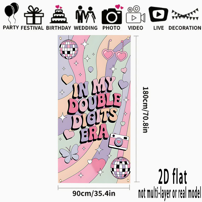 TEMU 2d Flat, 2d Door Banner, 2d Flat Banner, 1pc, Double-digit Era Door Banner, Party Background Perfect For Weddings, Birthdays, And Seasonal Porch
