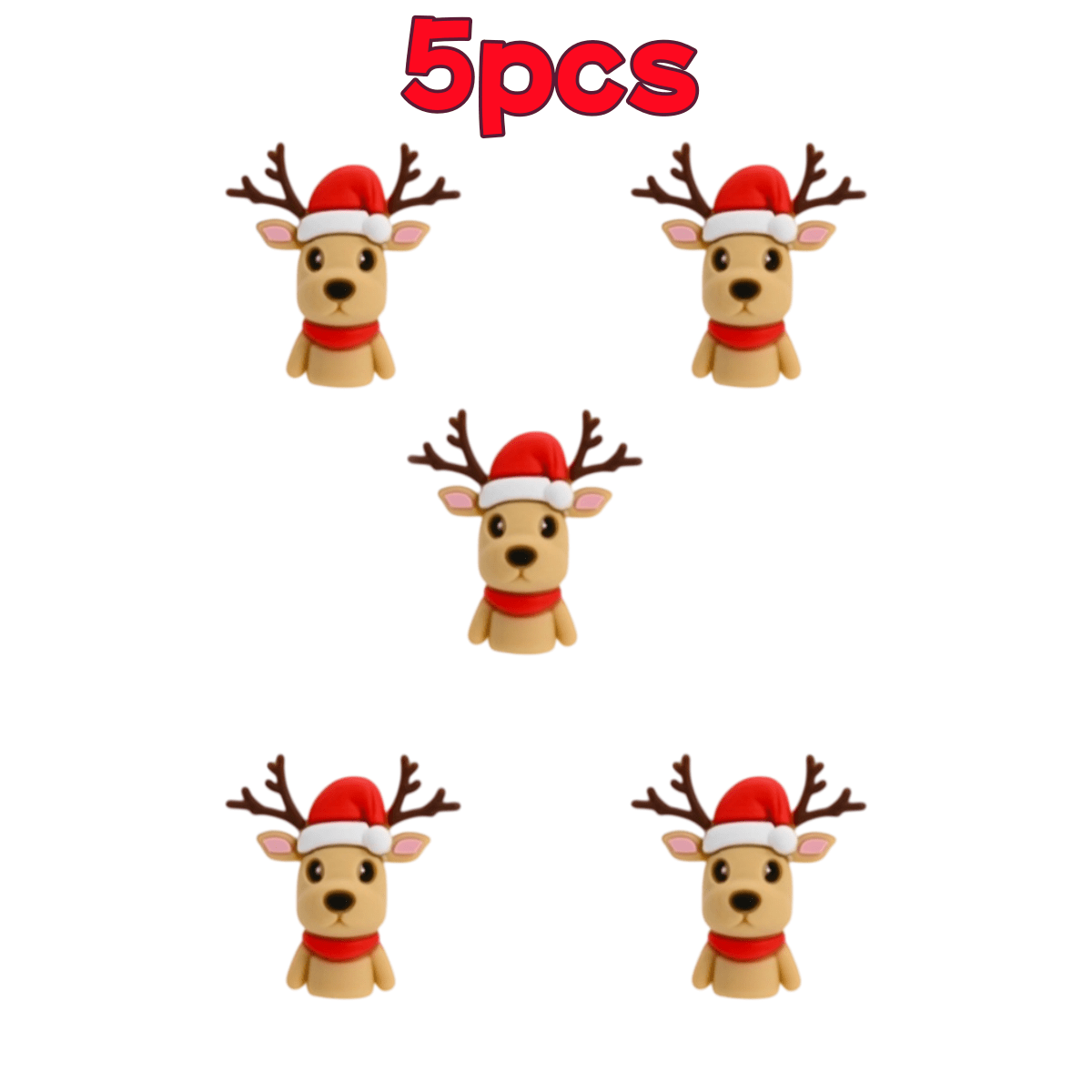 TEMU 5pcs 3d Elk Silicone Beads Suitable For Jewelry Making, Diy Crafts, Christmas Elk-themed Beads With Elk & Antler Shapes, Suitable For Bracelets,