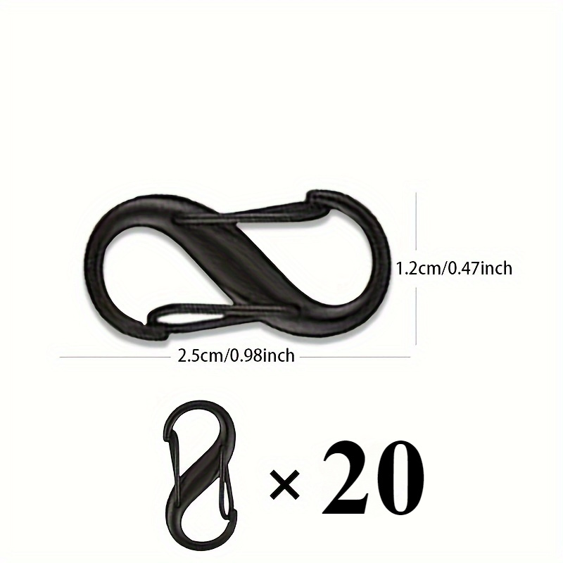 20 Double Opening Small Calabi Hooks - Alloy , Anti Theft Backpack Lock, Suitable For Keys And Accessories,camping, Trave,easy-to-use Mini Calabi Hook Replacement (black)