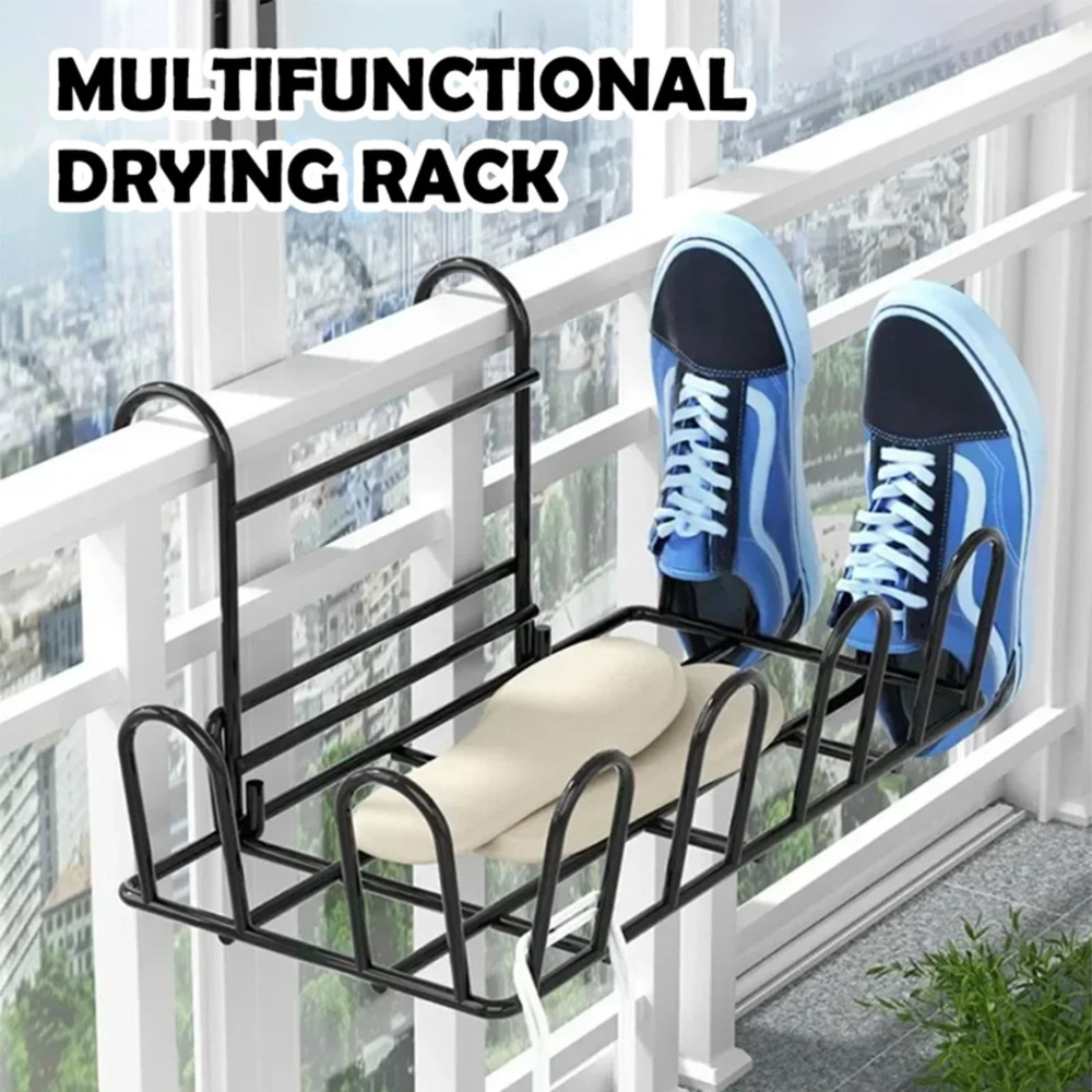 Balcony Drying Rack No Drill Stable Space- For Rental Window Shoes, Drying Racks