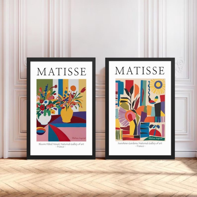 TEMU 2d Flat, 2d Flat, 2pcs (canvas Poster Unframed) Matisse-inspired Framed Prints: Set Of