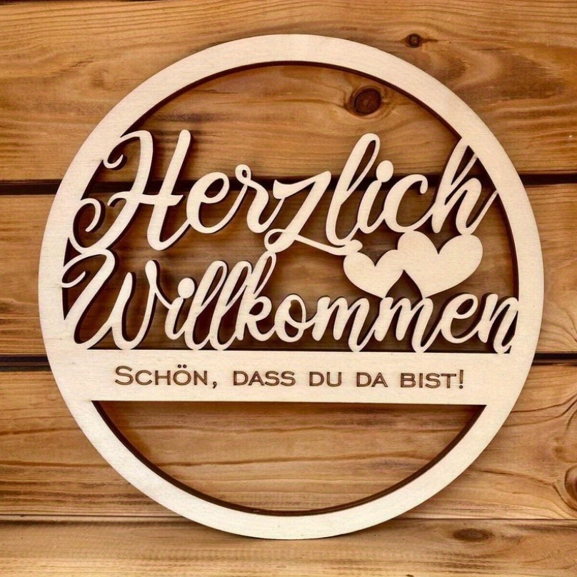 Welcome Sign Door Decor Personalized Laser Cut Wood Door Flower Sign Custom Laser Engraved Custom Text Wall Decor Hanging