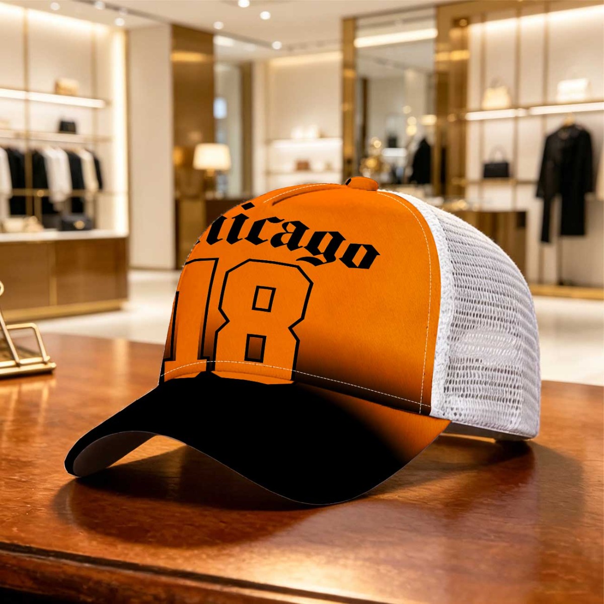 TEMU 1pc 2d Flat Chicago Number 18 Adjustable Mesh Cap Perfect For Daily Wear Street Style Durable Headwear Adjustable Design Perfect For Running And