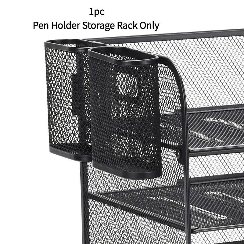 Image of Metal Mesh Pen Holder, Desk Organizer Box, Oval Mesh Storage Rack, Side Hanging Pen Container, For Office Desktop School Study, Stationery Storage, Neat Desktop Organizing, Daily Work Study Supply