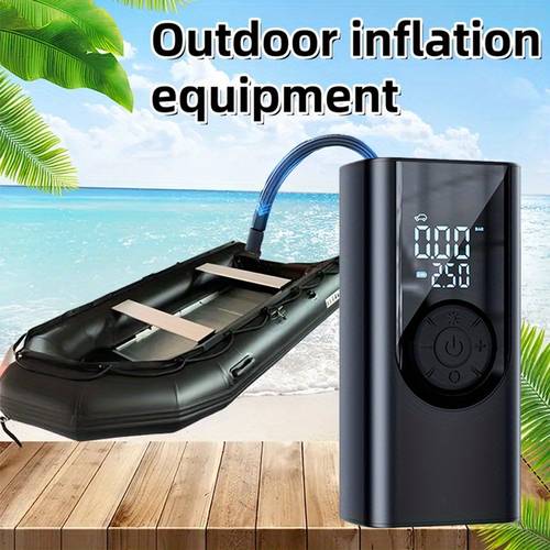 portable wireless electric air pump 150 psi with lightweight and accurate pressure gauge with 3 x 1500mah batteries safe and reliable suitable for inflatable kayaks life buoys air mattresses tires and other inflatable equipment