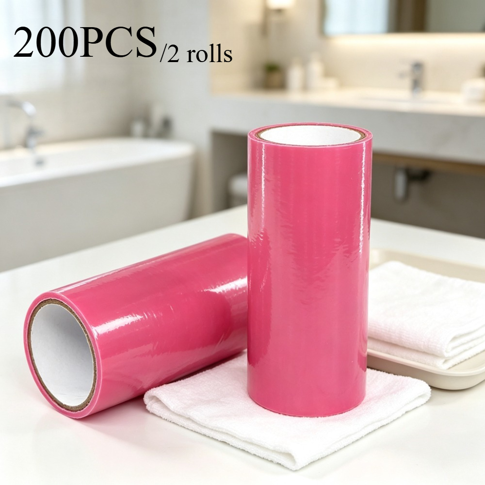 TEMU 200 pezzi/2 rotoli, Pellicola rosa tipo perforata, Pellicola per tela e plastica per edilizia, Impermeabile e anti-perforazione, Barriera per ,