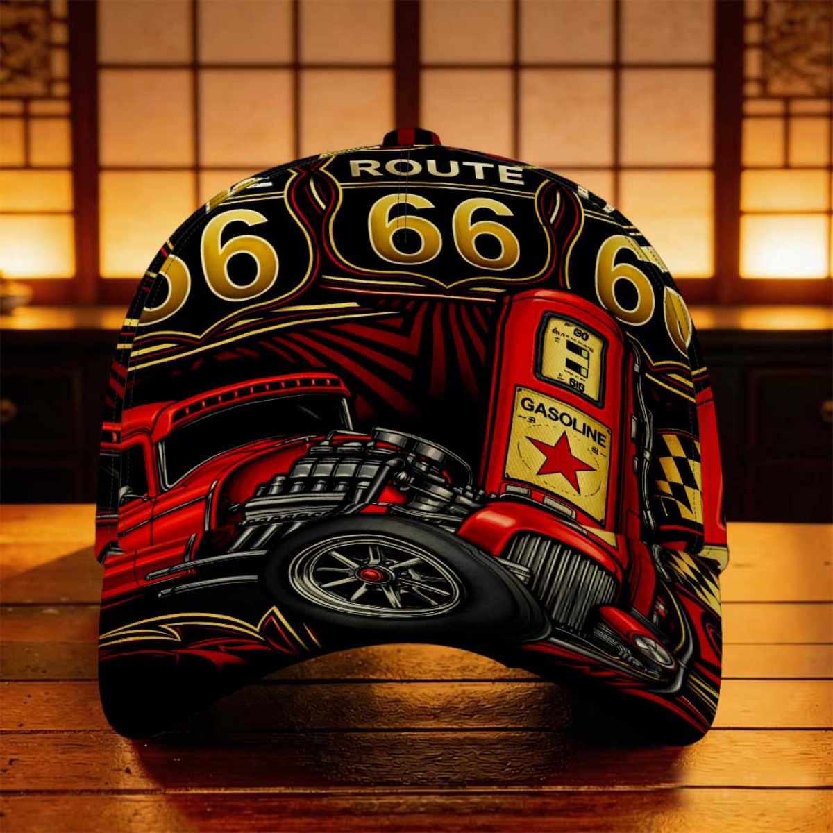 TEMU 1pc Route 66 Hot Rod Garage Baseball Gift For Dad Outdoor Sports Sports Driver Size Fits Most Fishing Vacation Comfortable Curved Brim Gift For