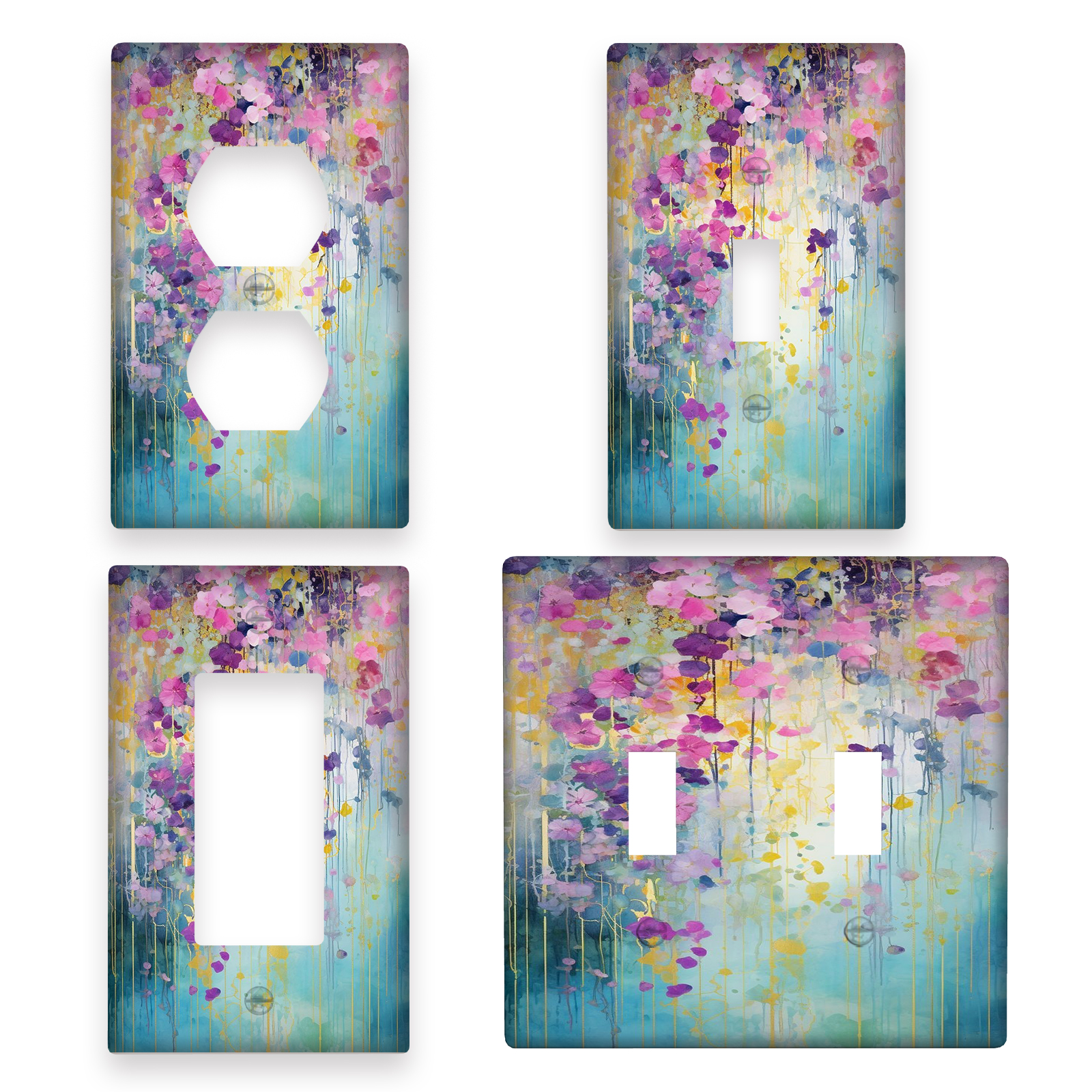 

Rustic Floral Light For Switch Cover - Decorative Wall Plate For Country Bathroom & Bedroom, Fits 1 Switches