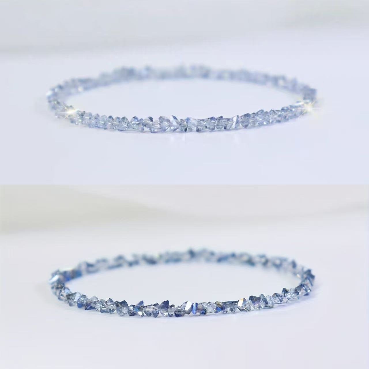 TEMU 2pcs Crystal Bracelets For Women | Elastic , Stackable Light Luxury Bead Bracelet | Brightening Temperament Niche Design, Birthday/mother's