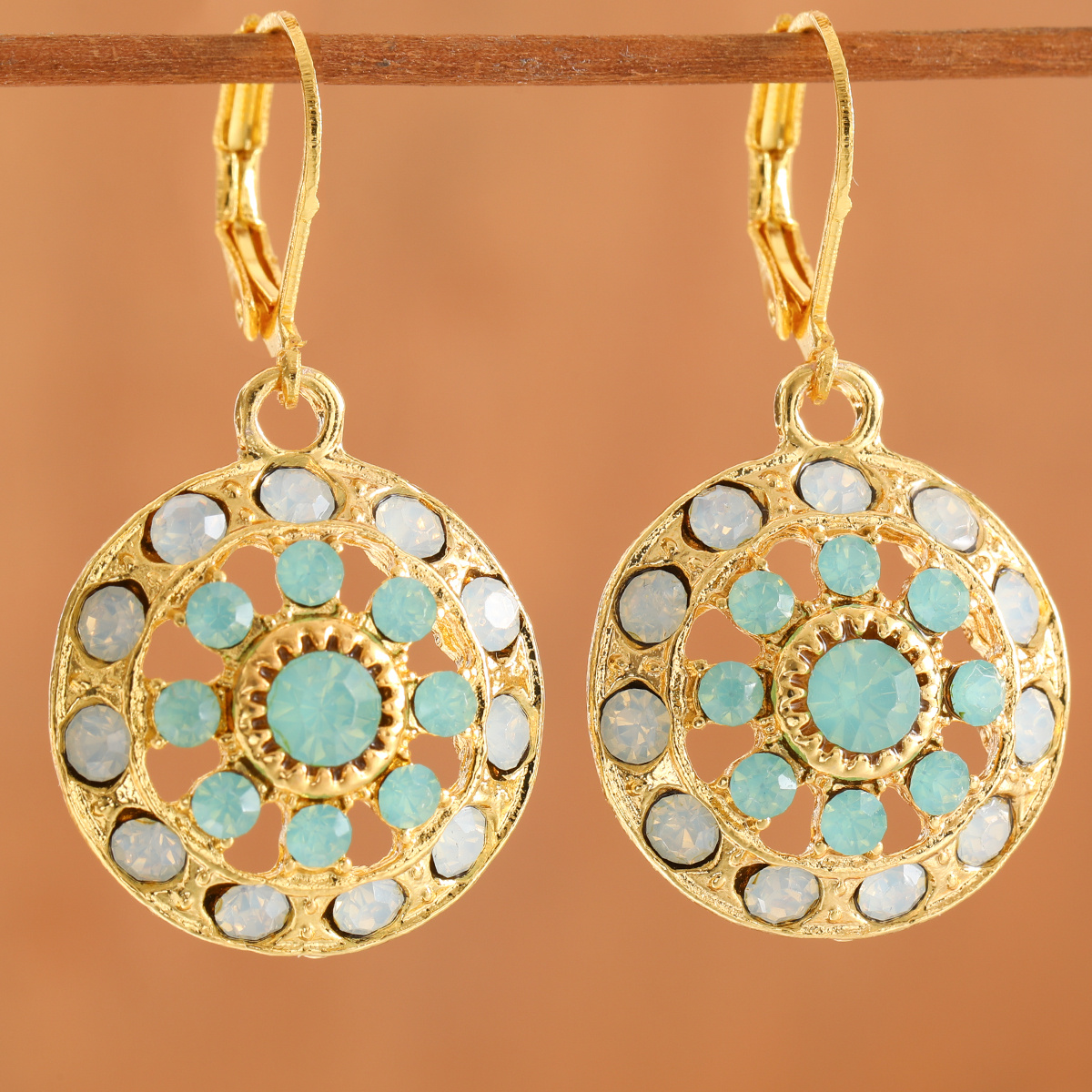 TEMU Women's Bohemian Vintage Plated Earrings Suitable For Parties, Banquets & Daily Wear - -tone Synthetic Synthetic Zirconia Inlaid Studs, Retro