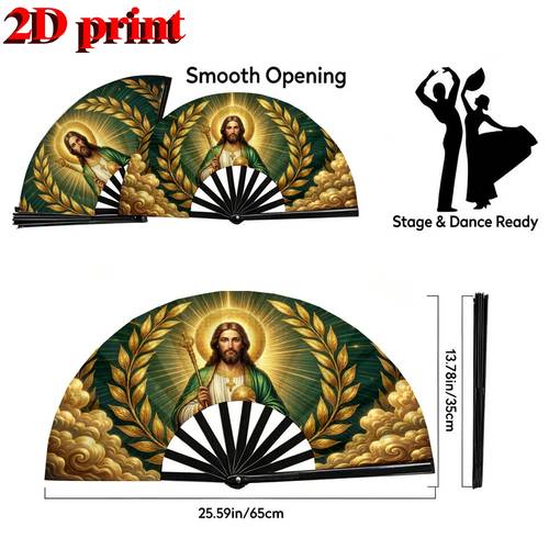 2d flat 1pc mens and womens 10 inch folding hand fan featuring an icon with patterns lightweight and practical 2d printed suitable for outdoor activities dance photoshoots themed parties