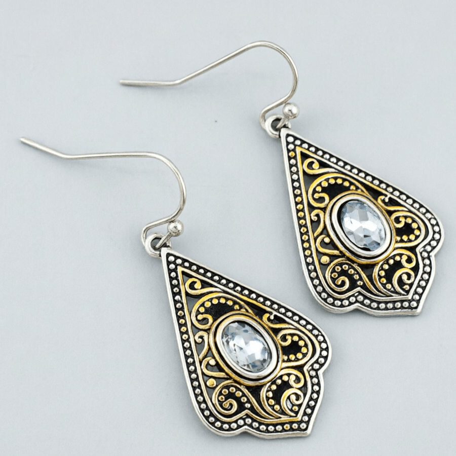 Women's Vintage Two-Tone Hollow Pattern Earrings