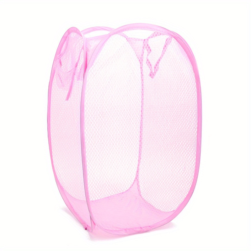 Image of 1pc Folding Laundry Storage Basket; Home -shaped Dirty Clothes Bag; Nylon Mesh Laundry Basket; Tissue Storage Basket, Laundry Baskets