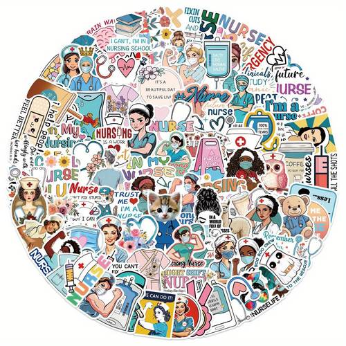 100pcs nurses day creative graffiti sticker pack decoration suitcase water bottle diy water cup notebook skateboard luggage helmet self