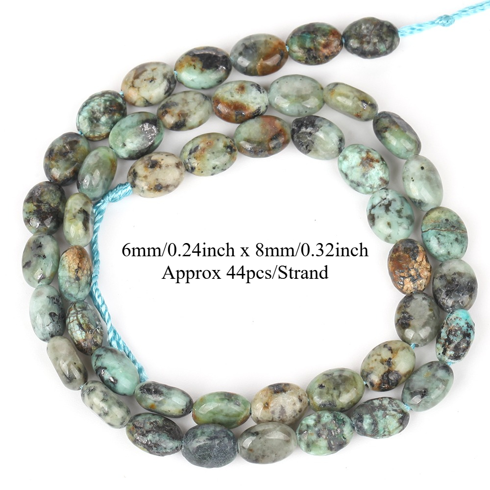 TEMU Natural Stone Turquoise Beads 6mm 8mm 10mm Oval Loose Beads Suitable For Jewelry Making Diy, Genuine Turquoise Gemstones For Necklace Bracelet