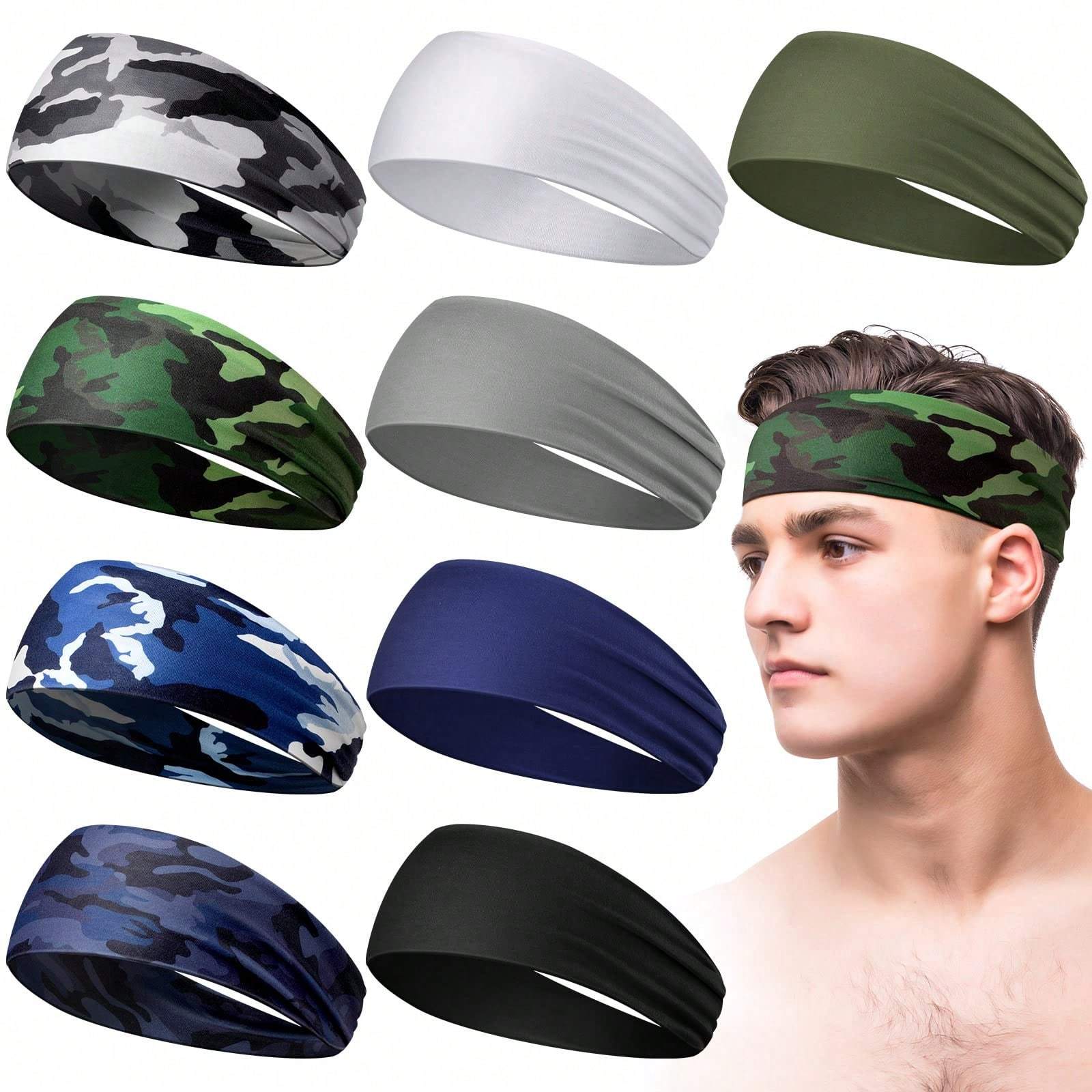 TEMU 9-pack Moisture Wicking Sweatbands - Light Beige-friendly Headbands For Basketball/running/gym