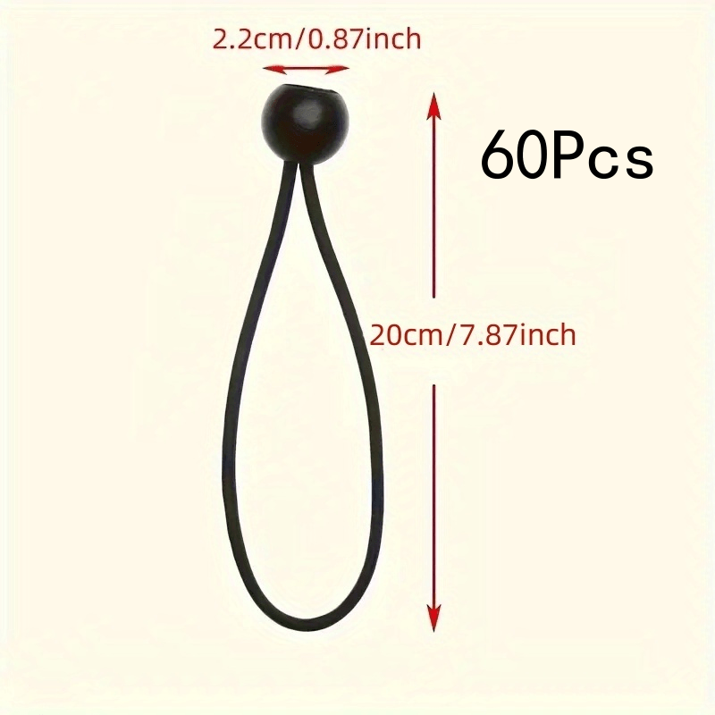 Image of 60pcs Of 20 Cm Adjustable Elastic Ball Ropes For Securing Outdoor Camping Table And Chair Sets, Designed For Compatibility, With Plastic Balls For Adjustment