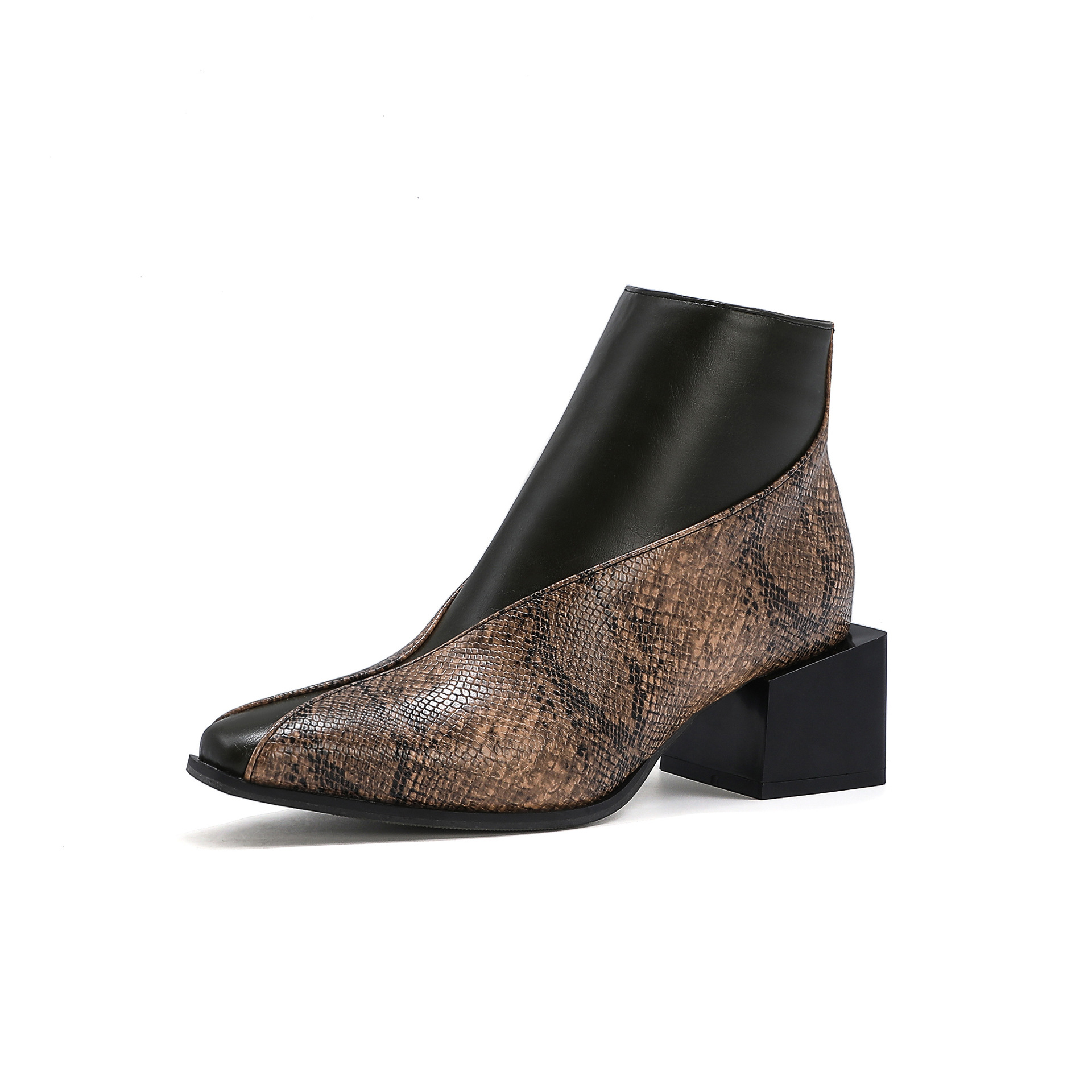 Image of Women' , Walking And Shopping Casual Shoes, Women's Mid-heel Square-toe Low-cut Boots