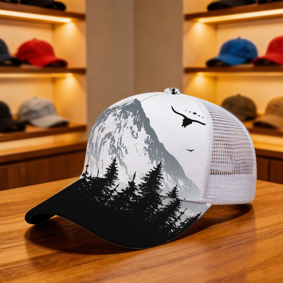 TEMU 1pc Wilderness Mountain Skull Sky All Duckbill Hat Mesh Cap Sporty Cap Unisex Perfect For Running And Outdoor Activities Back To Gift