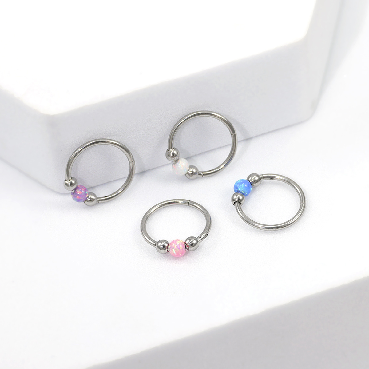 Women's Opal Nose Ring Septum Ring Earrings Set