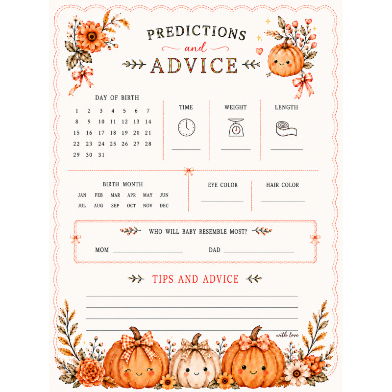 TEMU Cartes de jeu de et d' pour douche d'automne sur le thème des petits potirons, cartes de notes souvenirs d'activités pour invités sur le thème