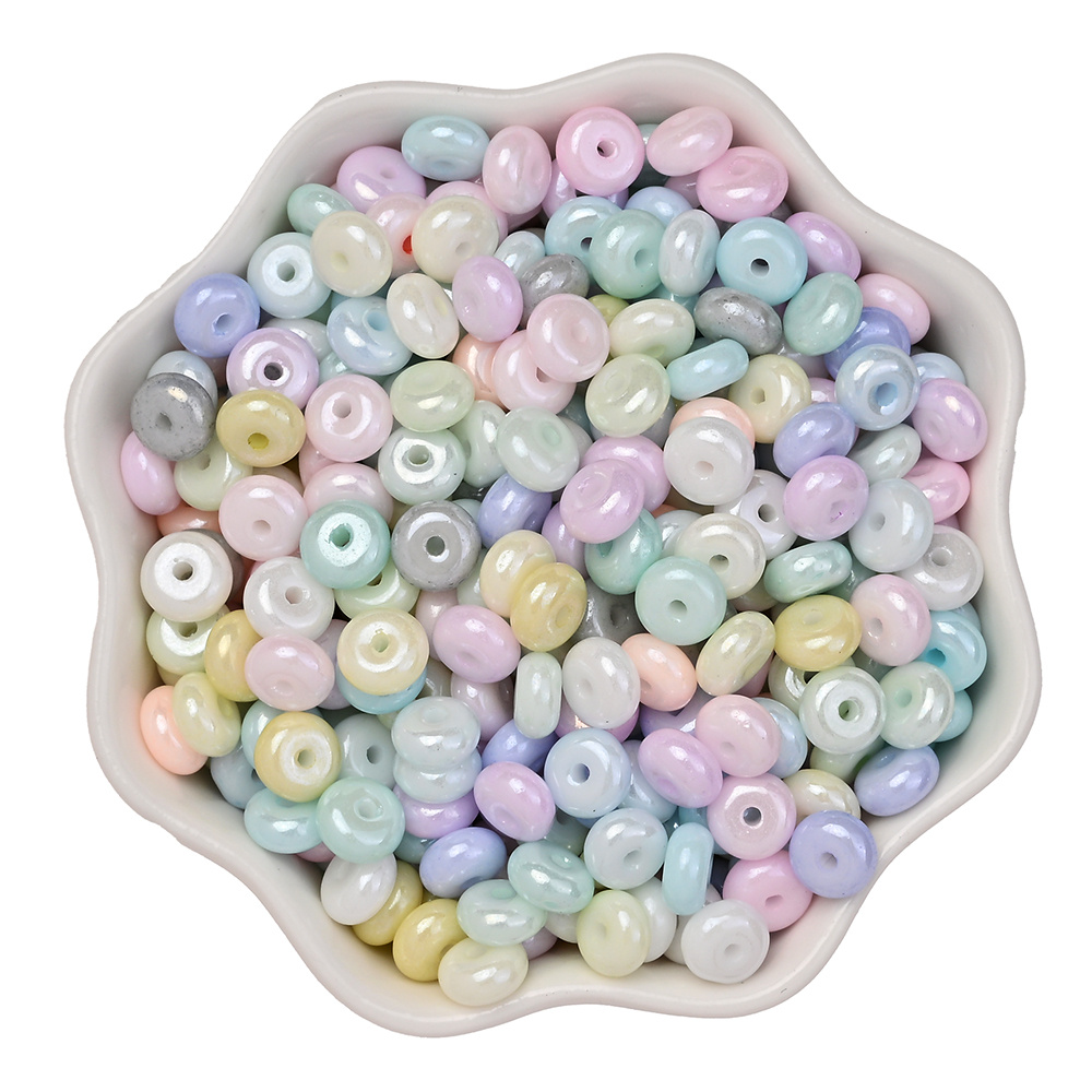 TEMU 100 perles en verre crème 3x6mm rondes plates perles espacées artisanales pour fabrication de bijoux bracelets DIY