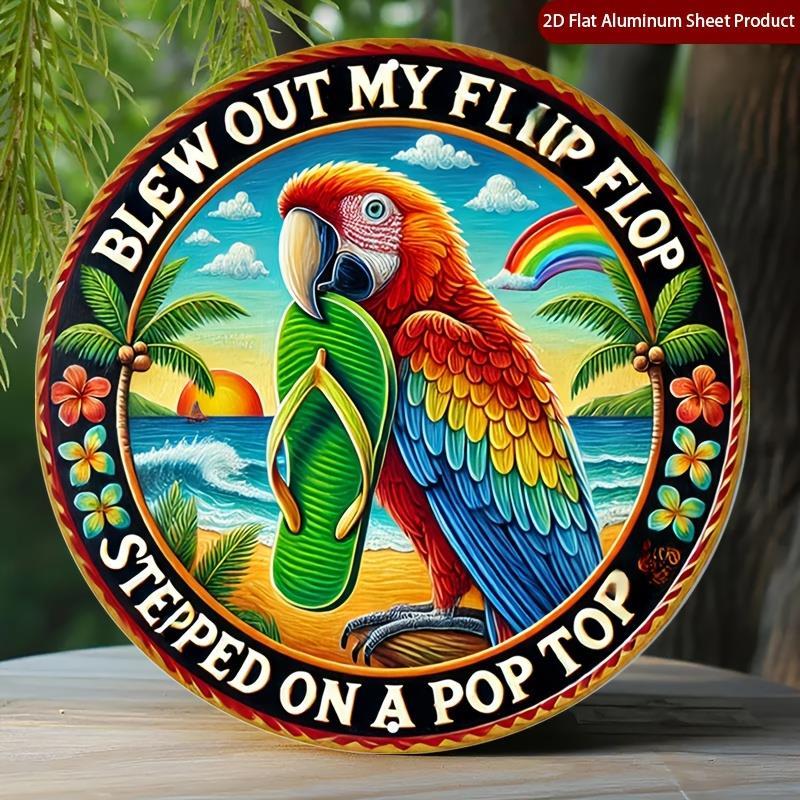 TEMU 2d Flat - 【2d Flat】 2d Flat - [2d Flat] 2d Flat, 2d Flat 1pc 7 87x7 87 Round Sign, Vibrant Colors Round Sign, Summer Fun Metal Tin Sign - Rustic